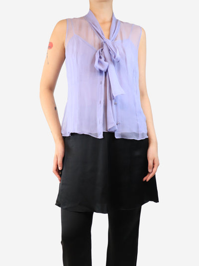 Lilac silk sleeveless blouse - size UK 14 Tops Christian Dior 