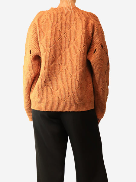 Cognac hemstitched diamond sweater - size M alternate image