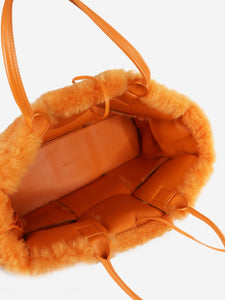 Bottega Veneta Orange faux-fur tote bag