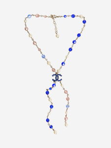 Chanel Blue CC bead and pearl necklace