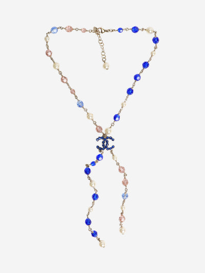 Blue CC bead and pearl necklace Necklaces Chanel 