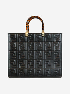 Fendi Black FF embossed 2way tote bag