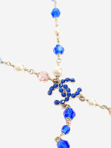 Chanel Blue CC bead and pearl necklace