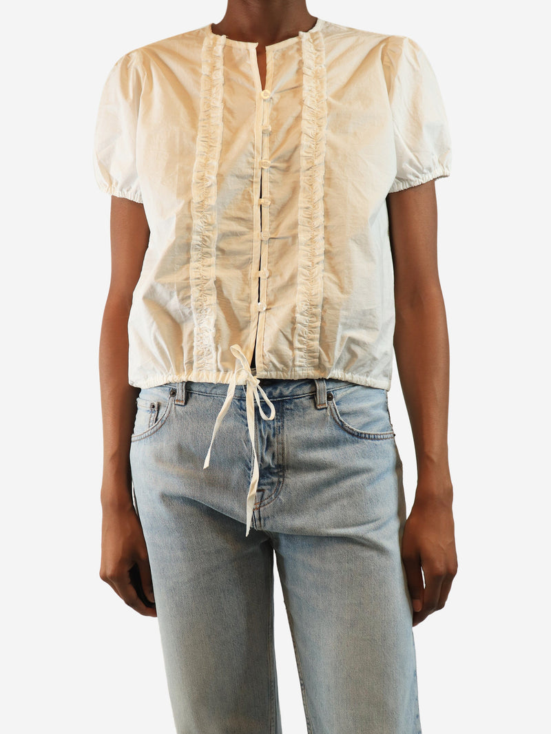 White double frill top - size XXS Tops Deiji Studios 