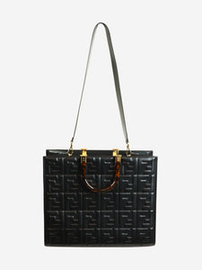 Fendi Black FF embossed 2way tote bag