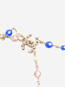 Chanel Blue CC bead and pearl necklace