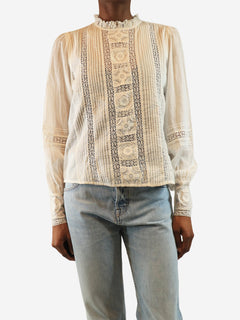 White sheer cotton blouse - size UK 6 Tops ME+EM 