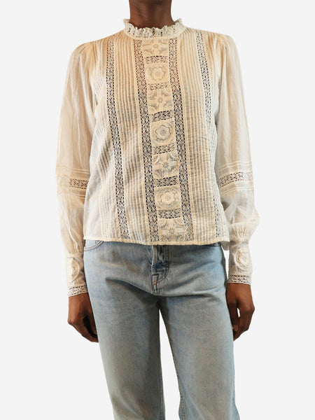 White sheer cotton blouse - size UK 6 product image