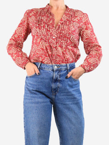 Isabel Marant Etoile Red and beige floral printed blouse - size UK 12