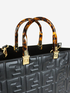 Fendi Black FF embossed 2way tote bag