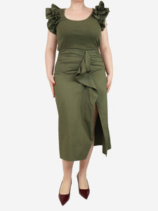 Ulla Johnson Khaki jersey ruffled maxi dress - size L