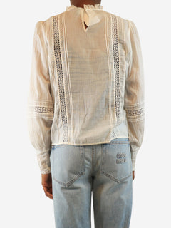 White sheer cotton blouse - size UK 6 Tops ME+EM 