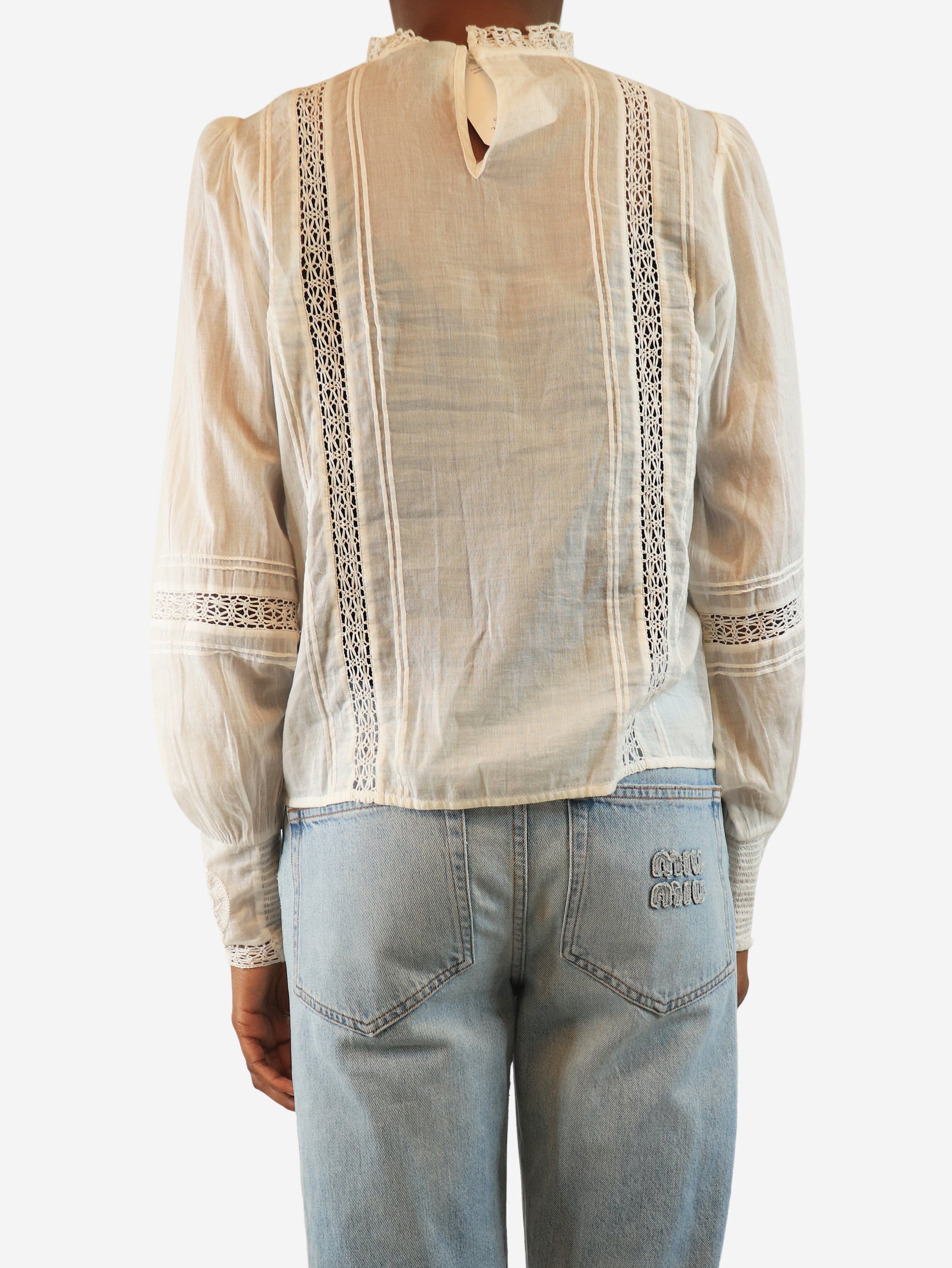 White sheer cotton blouse - size UK 6 Tops ME+EM 