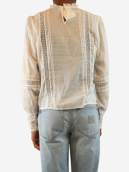 White sheer cotton blouse - size UK 6 alternate image