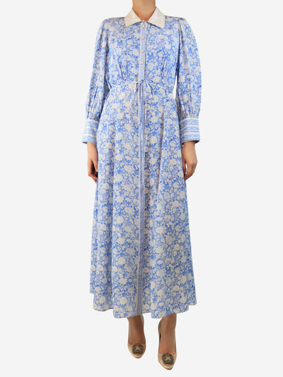 Blue floral printed midi dress - size UK 10 Dresses Beulah 