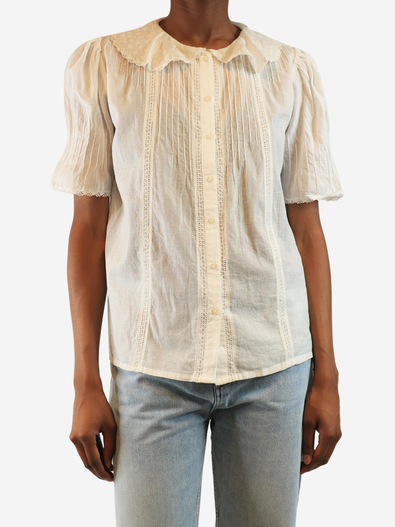 White sheer cotton top - size UK 6 Tops Brora 