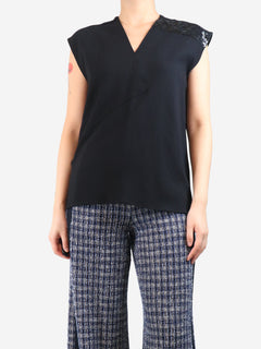 Black sleeveless sequin-embellished top - size UK 10 Tops Christopher Kane 