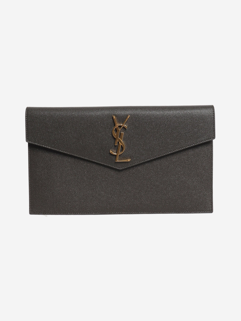 Grey leather Uptown clutch bag