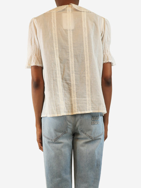 White sheer cotton top - size UK 6 alternate image