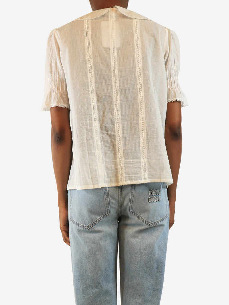 White sheer cotton top - size UK 6 Tops Brora 