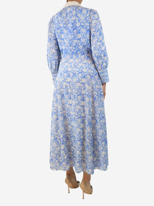 Beulah Blue floral printed midi dress - size UK 10