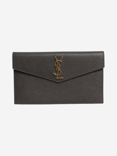 Grey leather Uptown clutch bag