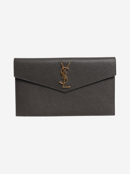 Grey leather Uptown clutch bag alternate image