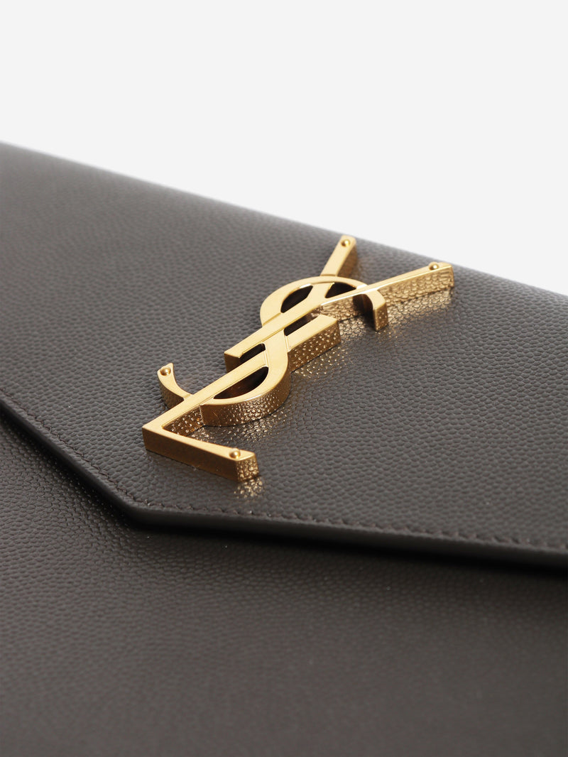 Grey leather Uptown clutch bag
