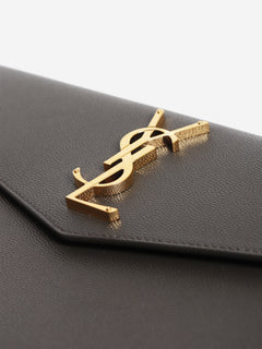 Grey leather Uptown clutch bag