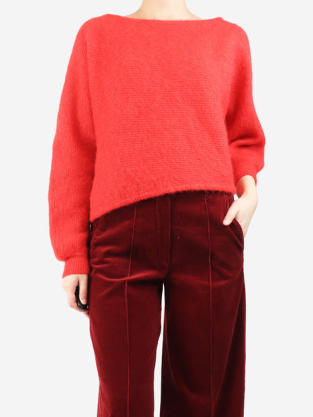 Red alpaca-blend off-shoulder jumper - size S product image