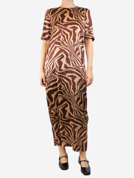 Brown animal print dress - size UK 10 product image
