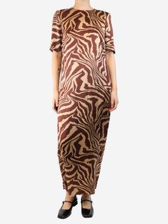Brown animal print dress - size UK 10 Dresses Ganni 