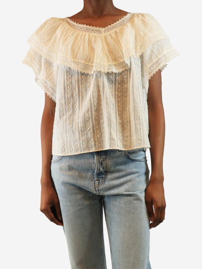 White lace-trim cotton top - size XXS