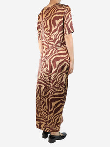 Ganni Brown animal print dress - size UK 10