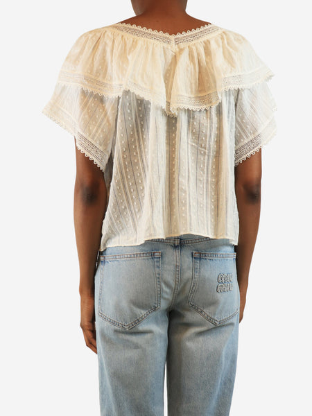 White lace-trim cotton top - size XXS alternate image