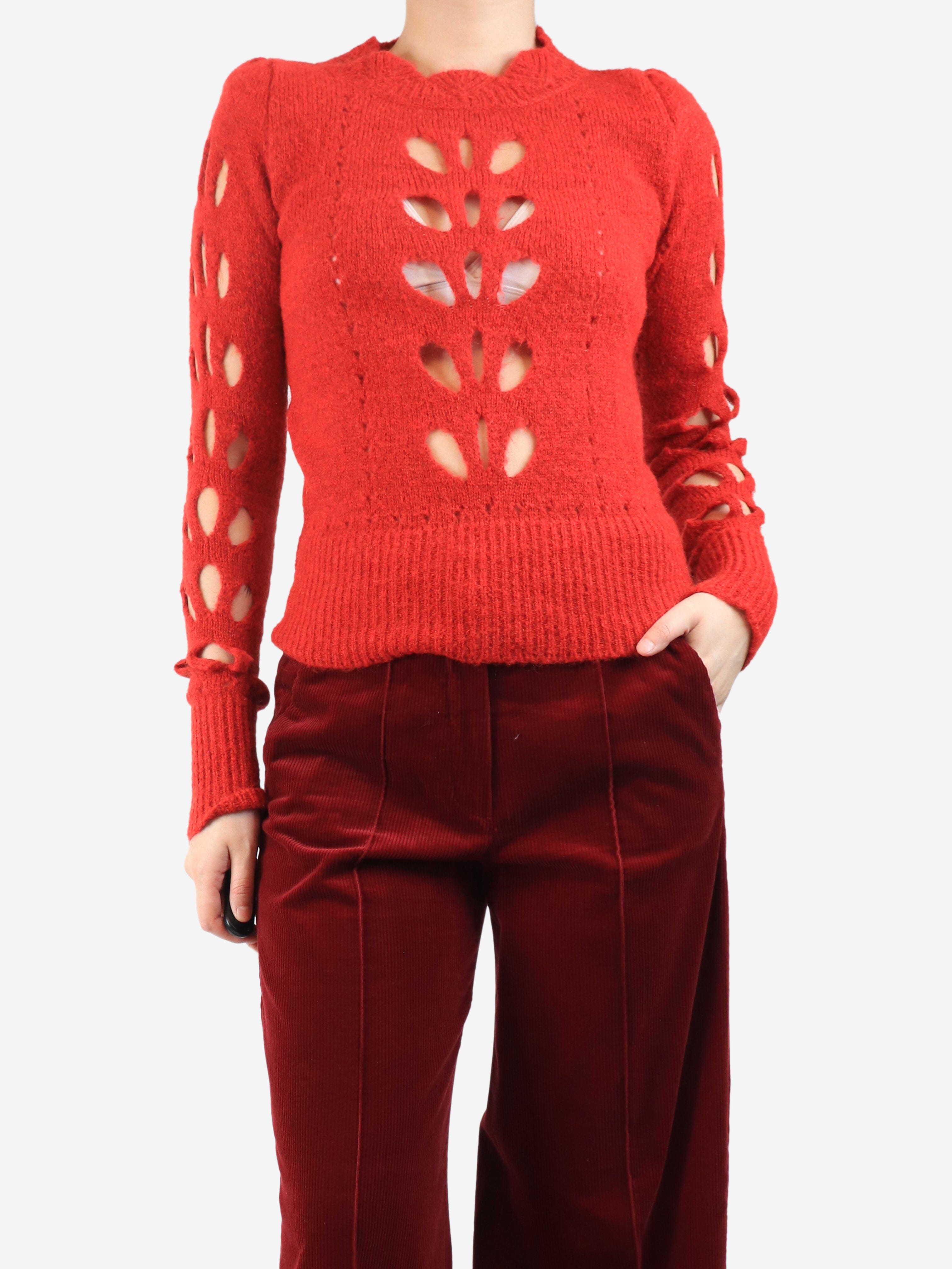 Red cut-out detail knit top - size UK 10 Knitwear Isabel Marant 