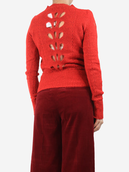 Red cut-out detail knit top - size UK 10 alternate image
