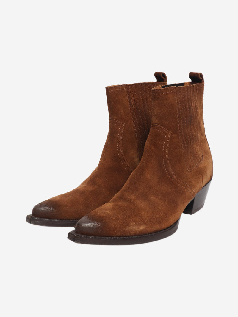 Brown suede western ankle boots - size UK 7 Boots Saint Laurent 