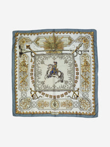 Hermes Grey royal silk patterned scarf