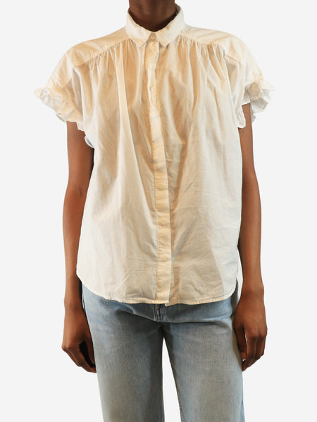 White ruffled cotton shirt blouse - size XS product image