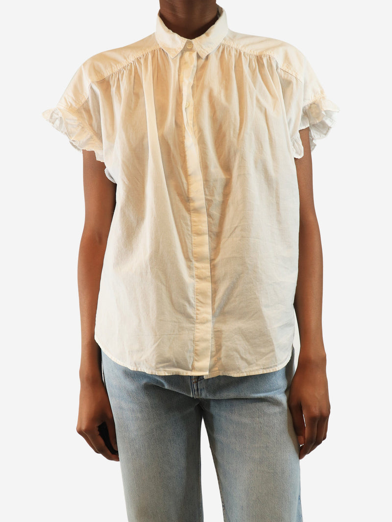 White ruffled cotton shirt blouse - size XS Tops Xirena 