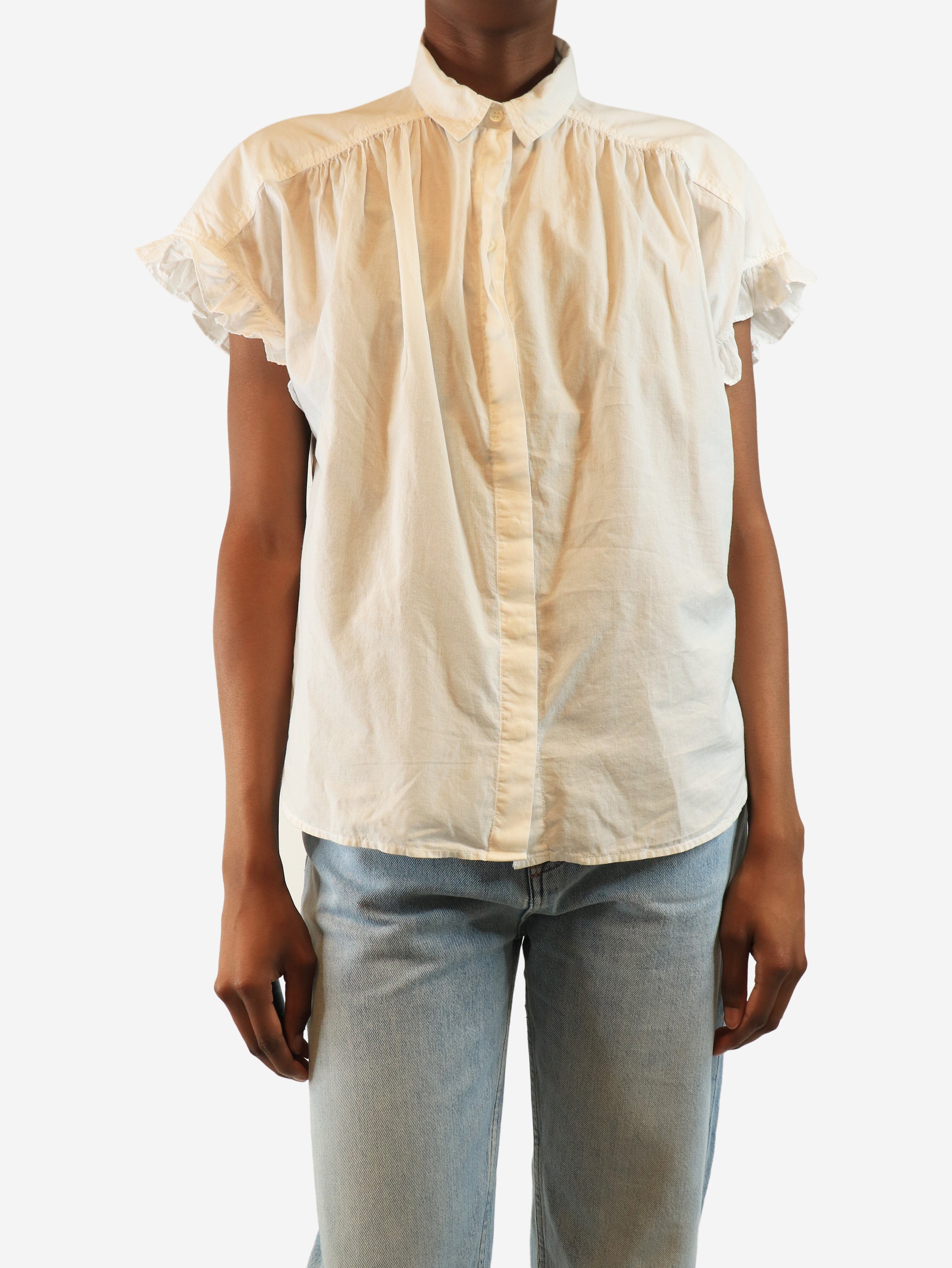 White ruffled cotton shirt blouse - size XS Tops Xirena 