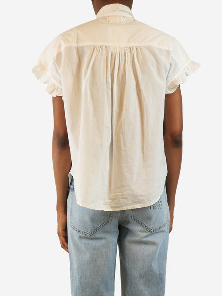 White ruffled cotton shirt blouse - size XS alternate image