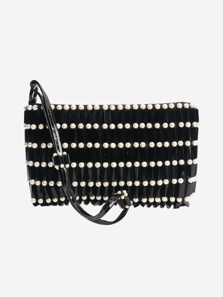 Vintage 90s black and white beaded clutch product image