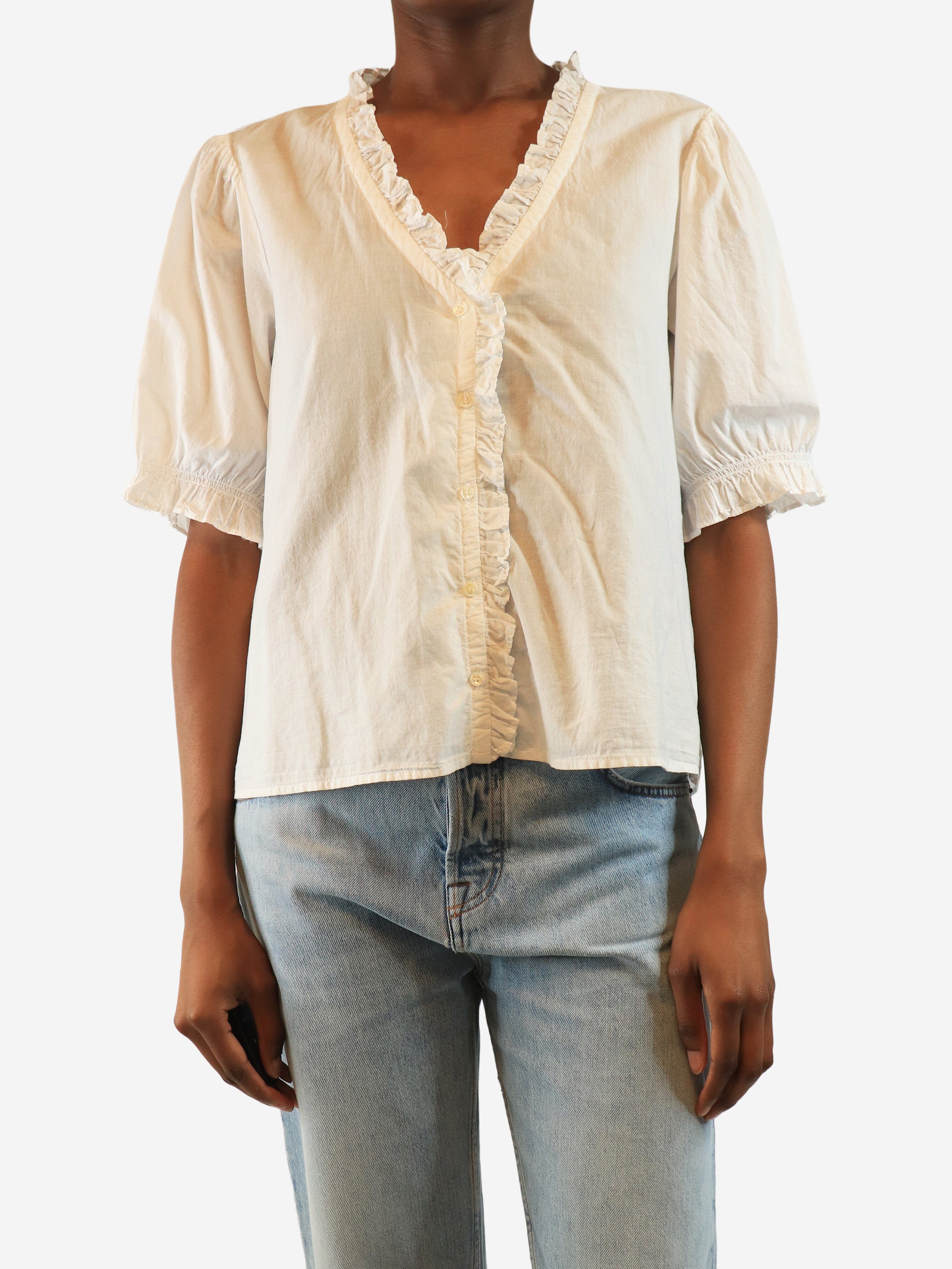 White ruffled cotton blouse - size XS Tops Xirena 
