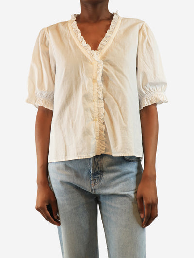 White ruffled cotton blouse - size XS