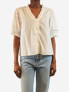 White ruffled cotton blouse - size XS Tops Xirena 
