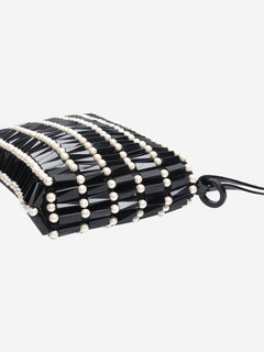 Vintage 90s black and white beaded clutch Bags Giorgio Armani 