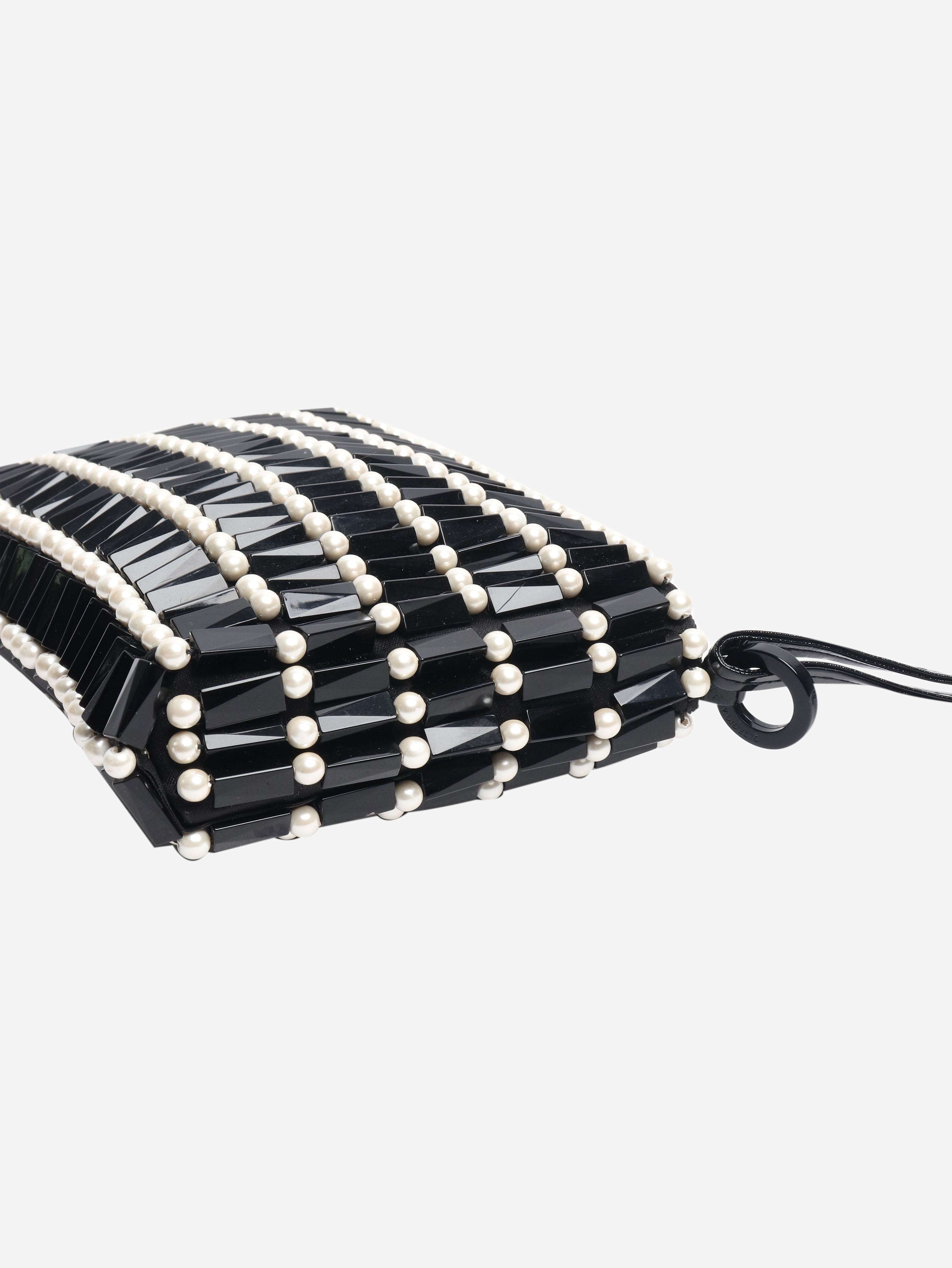 Vintage 90s black and white beaded clutch Bags Giorgio Armani 