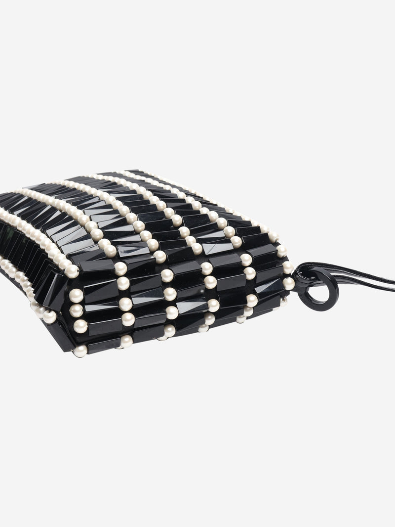 Vintage 90s black and white beaded clutch Bags Giorgio Armani 
